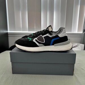 Philipp Plein Black and Blue Men's Sneakers with Green Detail